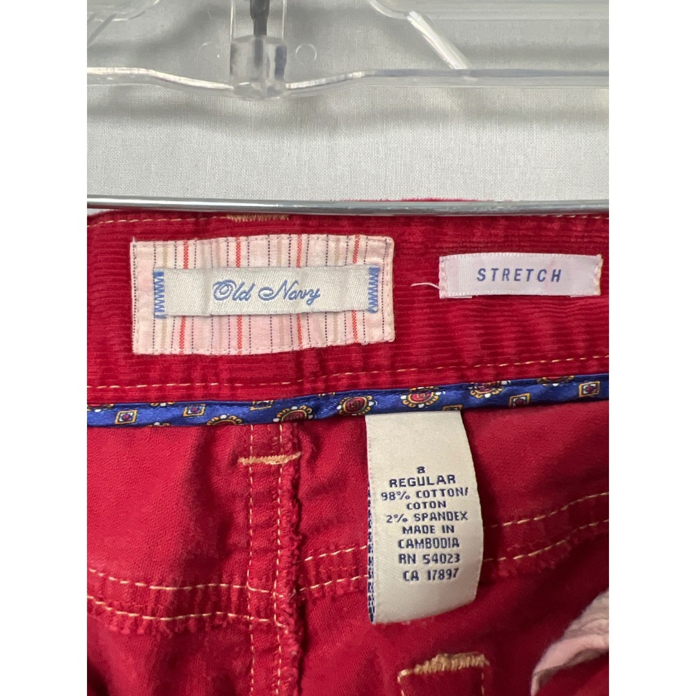 Old Navy Corduroy Pants Womens 8 Red Straight Leg Stretch Mid Rise 5-Pocket - Picture 2 of 8
